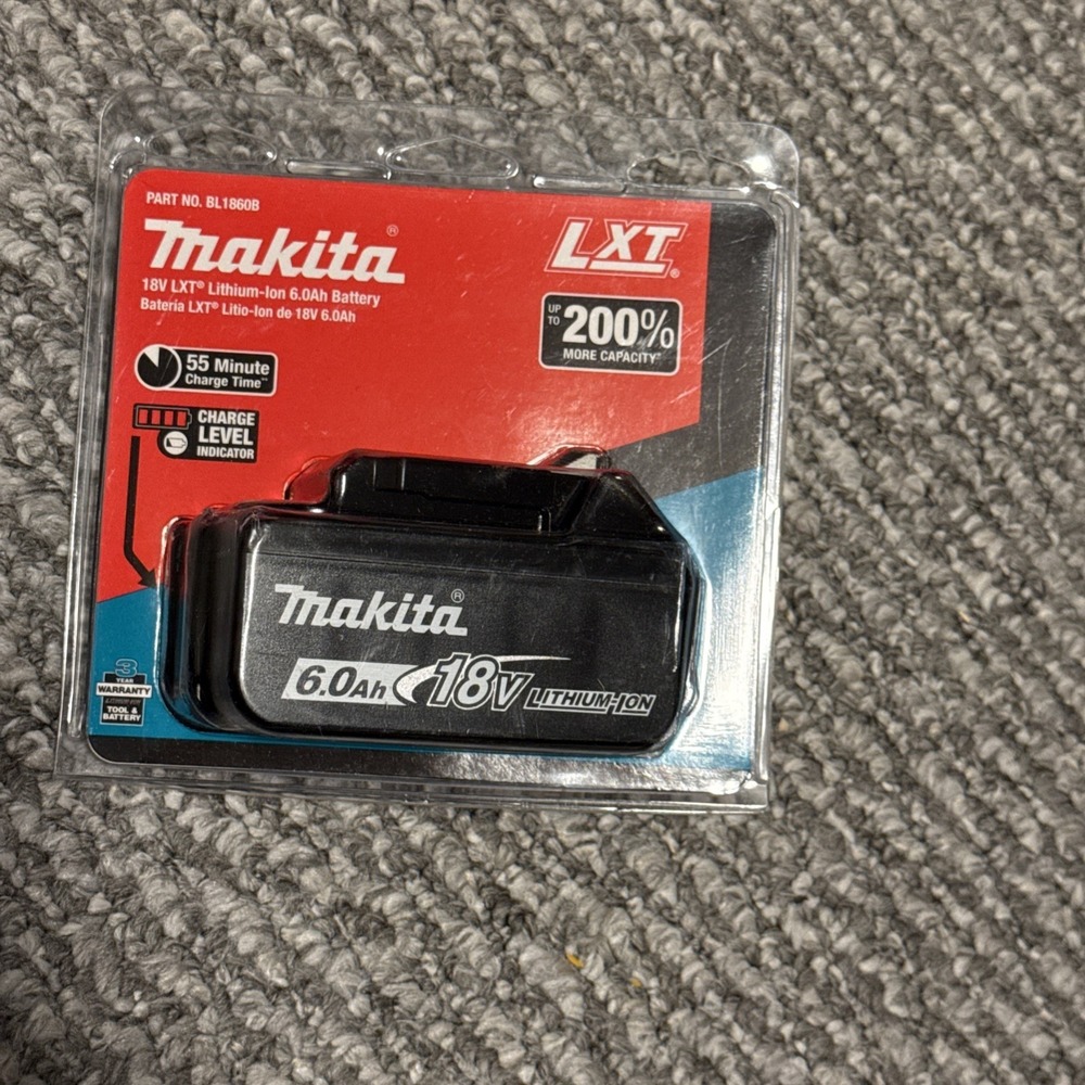 1 Genuine New Original Makita 18V 6.0Ah Rechargeable Lithium Ion Battery BL1860B